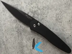 Protech 3407 Newport Solid Black Handle and Blade