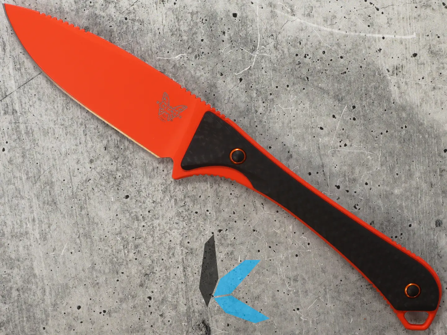 Benchmade 15201OR Altitude Fixed Blade Knife Orange DLC Drop Point Carbon Fiber