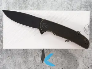 Used We Knife 809E Practic Black M390 Blade, Brass Handle with Box