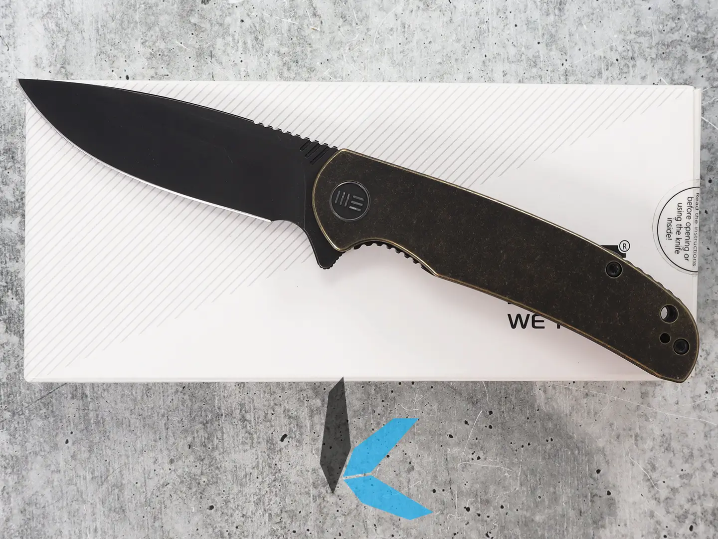 Used We Knife 809E Practic Black M390 Blade, Brass Handle with Box