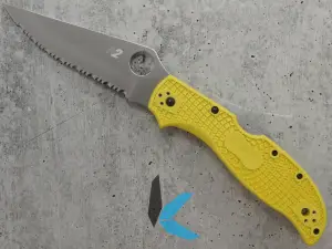 Spyderco C258SYL Stretch 2 XL Lightweight Salt Folding Knife, Yellow FRN Handles