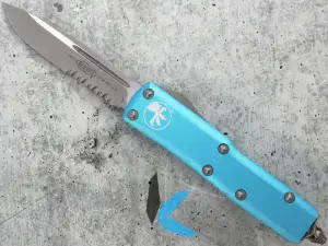 Microtech 231-5TQ UTX-85 S/E Turquoise, Satin Partial Serrated