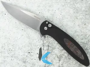 Protech CF2101-LTD TC Red Cambria 2 Blk Alum HandleTechnoCarbo Red Inlay SW Magnacut Blk Lip Pearl Button DC Clip