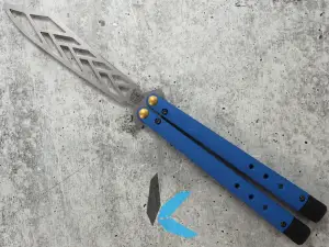 Benchmade 99T Necron Bali-Song Butterfly Trainer, Blue G10 Handle
