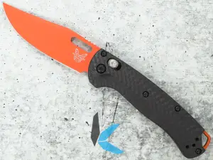 Benchmade 15533OR-01 Mini Taggedout, Carbon Fiber Handle, Orange Stainless Steel Blade