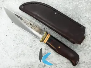 Pre-Owned Behring Made Fixed Blade Hunting Knife with Leather Sheath