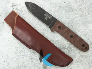 Used ESEE PR4 Fixed Blade Knife with Leather Sheath no Box