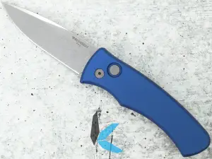 Protech DUKE2101-BLUE Duke 2, Blue Aluminum Handle, Stonewash Magnacut Blade