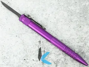 CobraTec Knives CNCOTFPPURGEN2 CNC OTF Pen Gen II, Purple Aluminum, 1.75" D2 Steel Blade