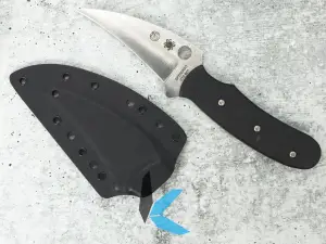 Used Spyderco Reverse Fixed Blade Knife with Sheath no Box
