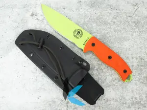 Used ESEE-5 Fixed Blade Venom Green, Orange G10 Handles with Kydex Sheath