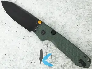 Vosteed A2901 Raccoon 14C28N Black Stonewash Blade, Green Micarta Handle