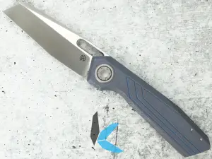 Vosteed A3802 Xeno Vanax Satin Blade, Blue Titanium Handle